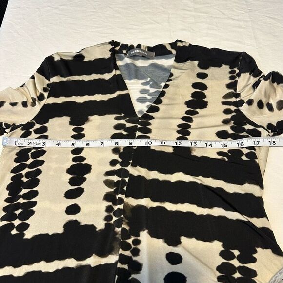 Alembika Womens Abstract Mod Print Hi-Low Top Small Boho Artsy Lagenlook - Picture 7 of 10